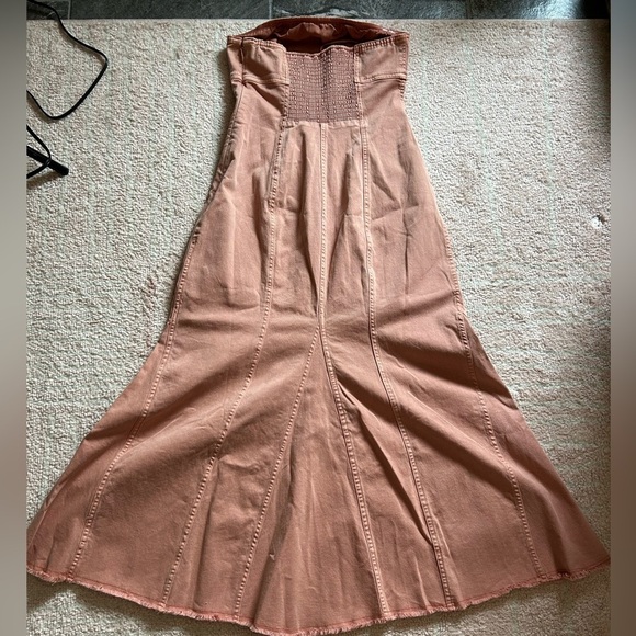 NWT Anthropologie Pilcro Icon Fluted Denim Midi Dress Size Small Coral - Picture 14 of 14